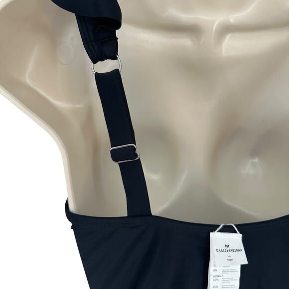 NEW Cupshe Black Plunge Ruffled One-Piece Swimsuit Sz Medium - Picture 4 of 8